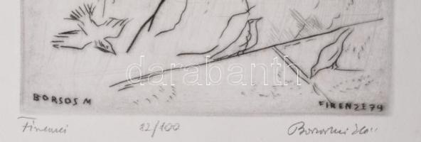 Borsos Miklós (1906-1990): Firenzei. Rézkarc, papír, jelzett, sorszámozott 12/100. 29x20 cm Felteker...