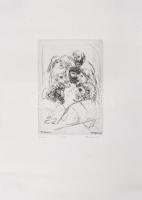 Borsos Miklós (1906-1990): Firenzei. Rézkarc, papír, jelzett, sorszámozott 12/100. 29x20 cm Felteker...