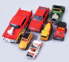 7 darab retro játékautó, közte Matchbox, Majorette, stb, h: 15 cm alatt