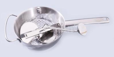 Rozsdamentes acél ételdaráló, dobozában.