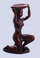 Női akt figurás mécsestartó, minimális kopással, m: 25 cm