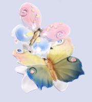 Pillangókkal díszített asztaldísz, jelzett, hibátlan, m: 9,5 cm