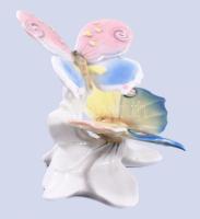 Pillangókkal díszített asztaldísz, jelzett, hibátlan, m: 9,5 cm