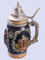 Díszes német söröskorsó, m: 18 cm