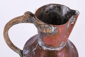 Vörösréz vizes kanna, magyar, 19. sz., m: 23,5 cm