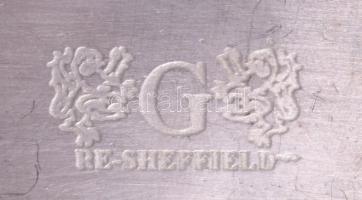 Sheffield angol ezüstözött teás kanna, fa fogóval, jelzett, 27x14 cm