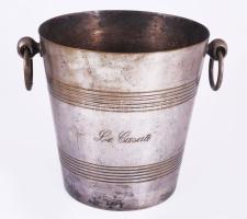 Antik ezüstözött pezsgős vödör, d: 20 cm, m: 20 cm