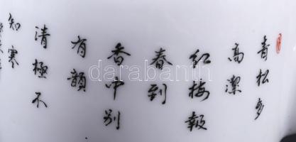 Jelzett japán vékonyporcelán teás kanna, 15x11 cm