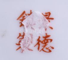 Jelzett japán vékonyporcelán teás kanna, 15x11 cm