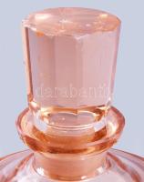 Art deco rózsaszín lapra csiszolt likőrös üveg, m: 12,5 cm