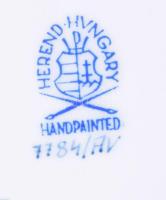 Herendi Apponyi mintás porcelán gyűrűtartó és hamuzó, h:11 cm