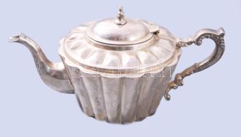 Angol ezüstözött kiöntő, tejkiöntő, cukortartó, jelzett, m: 15,5 cm