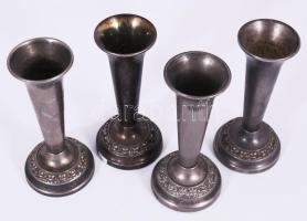 4 darab angol ezüstözött gyertyatartó, jelzett, m: 13,5 cm