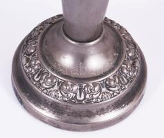 4 darab angol ezüstözött gyertyatartó, jelzett, m: 13,5 cm