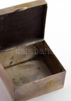 Argentor ezüstözött díszdoboz, vadászmintával, jelzett, 8x9 cm