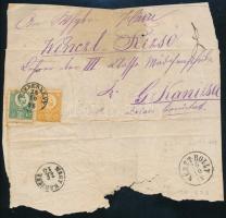 1873 Réznyomat 2kr + 3kr "SZEDERKÉNY" (Gudlin 400 pont) bélyegzéssel levéldarabon