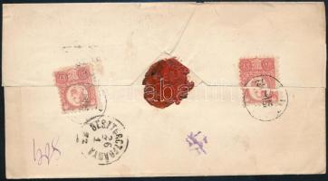 1872 3 x Réznyomat 5kr (2 hátoldali bélyeg levélbontáskor elvágva) ajánlott levélen "LÉVA"...