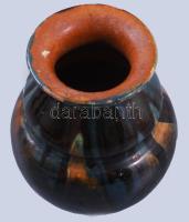 cca 1920 Mezőtúri váza, mázkopással, m: 11 cm