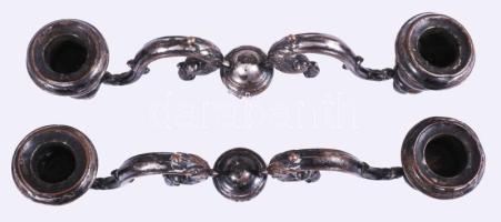 2 darab antik ezüstözött réz gyertyatartó hosszabbítás, h: 25 cm