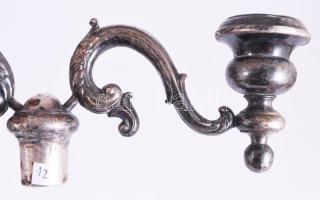 2 darab antik ezüstözött réz gyertyatartó hosszabbítás, h: 25 cm