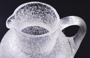 cca 1900 Murano jegecmintás kiöntő, jelzés nélkül, m: 17 cm