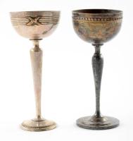 6 darab ezüstözött pálinkás pohár, m: 9,5 cm