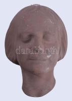 cca 1940 Karlsruhe Majolika fali maszk dísz, jelzett, kis kopással, 18x12 cm