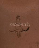 cca 1940 Karlsruhe Majolika fali maszk dísz, jelzett, kis kopással, 18x12 cm