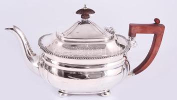 Harrods London ezüstözött teás kanna, fogón repedéssel, jelzett, 28x15 cm