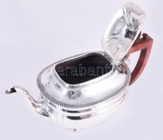 Harrods London ezüstözött teás kanna, fogón repedéssel, jelzett, 28x15 cm