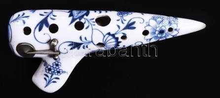 cca 1900 Meissen okarina, jelzett, ütődéssel, h: 18 cm
