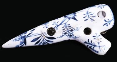 cca 1900 Meissen okarina, jelzett, ütődéssel, h: 18 cm