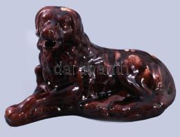 Badár Balázs jelzéssel mázas kutya figura, 28x16 cm