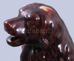 Badár Balázs jelzéssel mázas kutya figura, 28x16 cm