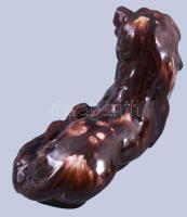 Badár Balázs jelzéssel mázas kutya figura, 28x16 cm