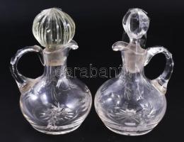 Ezüstözött olaj-ecet kínáló 2 darab üveggel, 20x12 cm