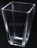 Kristály négyoldalas váza, hibátlan, m: 17 cm