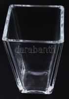 Kristály négyoldalas váza, hibátlan, m: 17 cm