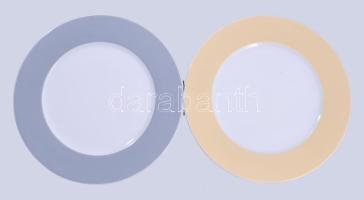 Bavaria modern 12 személyes tányér készlet, szürke és sárga peremekkel, jelzett, d: 21 cm