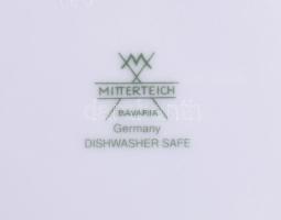 Bavaria modern 12 személyes tányér készlet, szürke és sárga peremekkel, jelzett, d: 21 cm