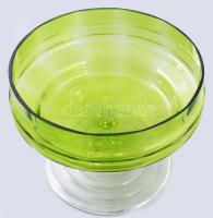 Antik anyagában színezett kristály talpas kínáló, jelzés nélkül, hibátlan, d: 23 cm, m: 17 cm