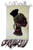 Afrikai nő portréjával díszített retro falidísz, 64x41 cm