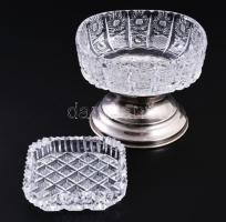 Kristály talpas pralinékínáló m: 9 cm + gyűrűtartó tálka 8x8 cm