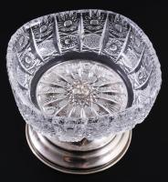 Kristály talpas pralinékínáló m: 9 cm + gyűrűtartó tálka 8x8 cm