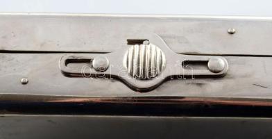 Régi krómozott műszertartó doboz, 12x22 cm