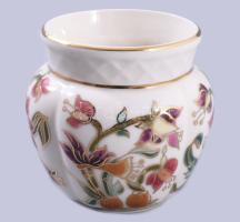 Zsolnay aranykontúrozott virágmintás kisváza, jelzett, hibátlan, m:7 cm