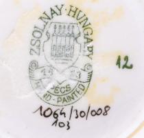 Zsolnay aranykontúrozott virágmintás kisváza, jelzett, hibátlan, m:7 cm