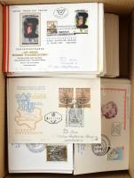 Ausztria FDC gyűjtemény a 70-es 80-as évekből, Svájcba postázott anyag, hozzá 100-150 db díjjegyes rejtvénypályázatból
