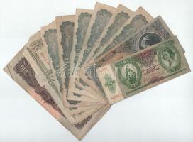 10db-os magyar Pengő bankjegytétel, ebből 8db 1944. Vöröshadsereg Parancsnoksága: 20P (6x), 50P, 100P T:F,VG