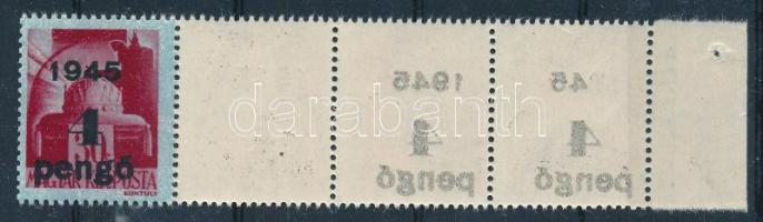 1945 Kisegítő 4P/30f ívszéli ötöscsík, 2 értéken szép gépszínátnyomat